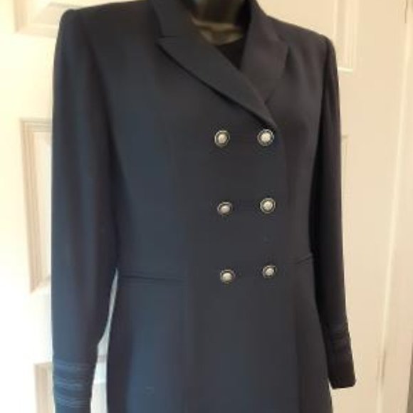 Vintage Kasper ASL Double Breasted Navy Jacket - Picture 2 of 9